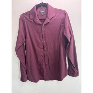Express Performance Extra Slim Fit Shirt Mens Small 14-14.5 Burgundy Button Down